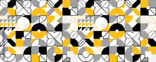 Seamless vector abstract background in yellow color, geometric seamless pattern, tiling endless wallpaper with geometrical shapes structure.