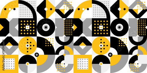 Seamless vector abstract background in yellow color, geometric seamless pattern, tiling endless wallpaper with geometrical shapes structure.