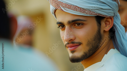 Arab Millionaire Sheikh in Traditional Attire photo