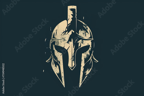 Obraz na płótnie Elegant and unique warrior helmet logo.