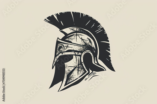 Elegant and unique warrior helmet logo. photo
