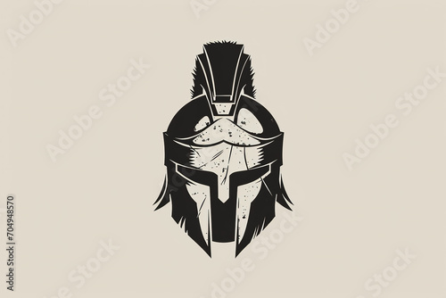 Elegant and unique warrior helmet logo.