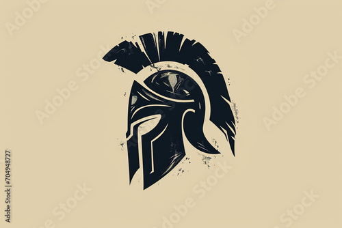 Elegant and unique warrior helmet logo.