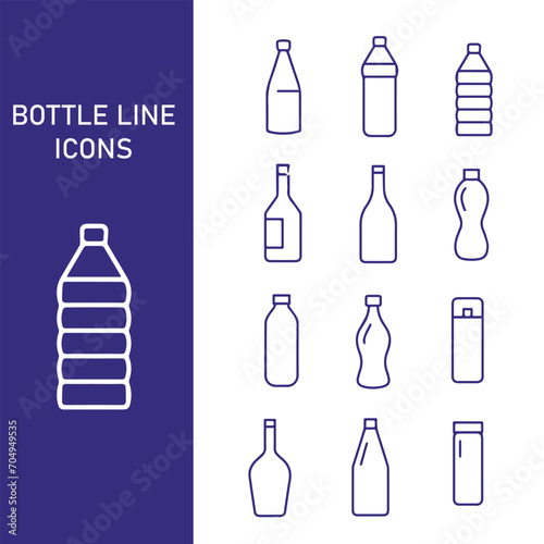 bottle line icons vector set   water bottle line icon vector design