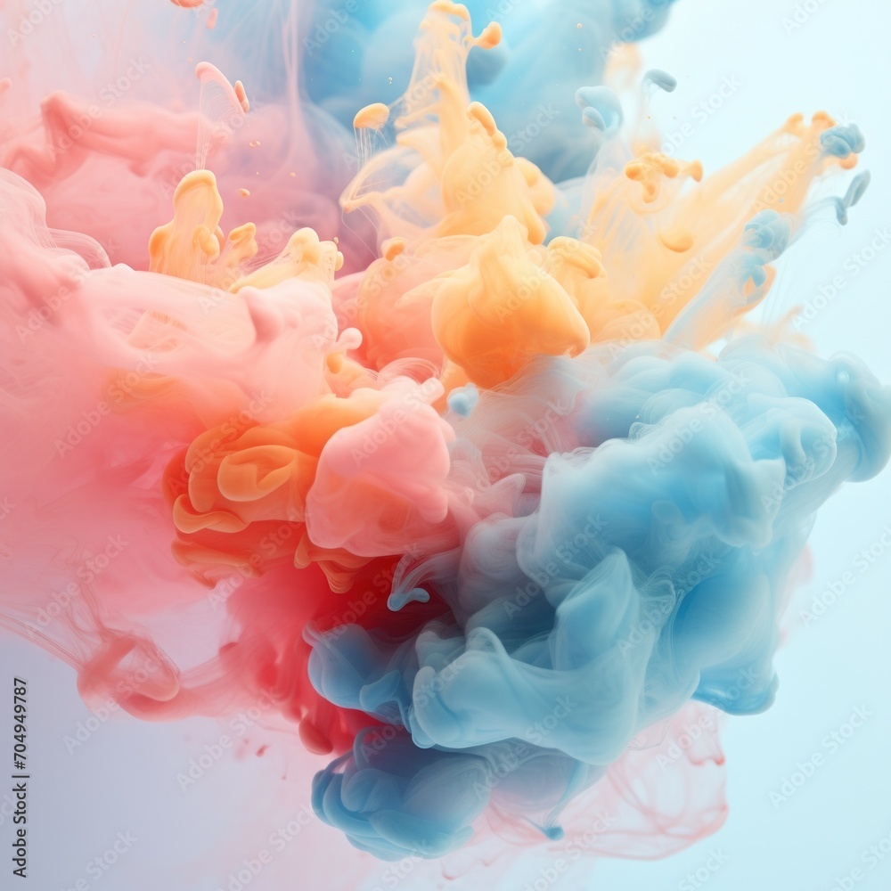 A mesmerizing explosion of pastel-colored ink blooms in water, representing the fusion of art and science A mesmerizing explosion of pastel-colored ink blooms in water, representing the fusion of art and science