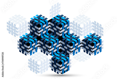 Isometric 3D cubes vector abstract geometric background, abstraction art polygonal graphic design wallpaper, cubic shapes and forms composition lowpoly style.