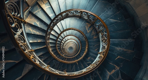 Spiraling into Perspective: Abstract Staircase Design and Light Play