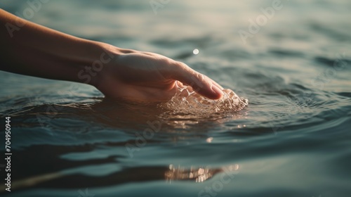 close up of hand touching water © batara