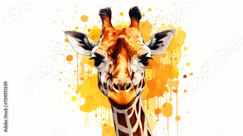 Giraffe portrait watercolor illustration