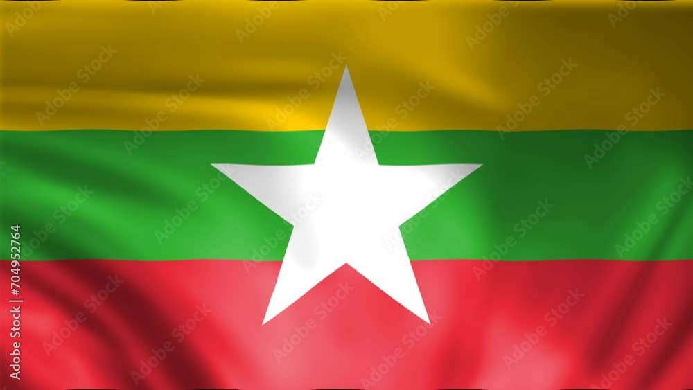 Animation Waving Flag. Flag of Myanmar waving. 4K Ultra HD 3840x2160. Country Flag Looping Animation Waving Flag. Flag of Myanmar waving. 4K Ultra HD 3840x2160. Country Flag Looping