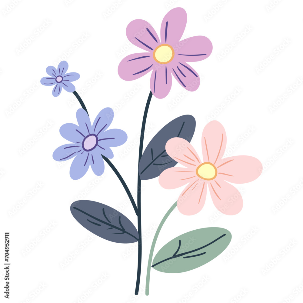 Cute spring flower, vector illustration.