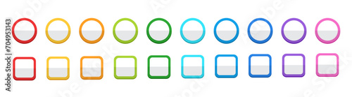 Circle and rectangle shape blank web buttons collection flat style