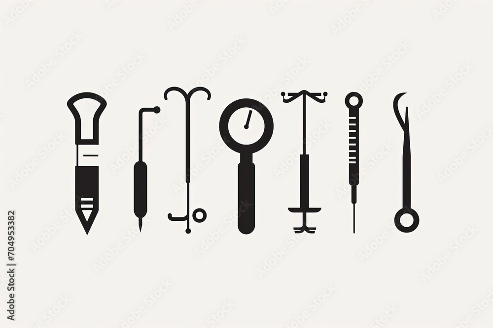 Modern and stylish logo of medical instruments.