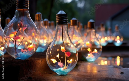 A society where individuals are born with unique, glowing bulbs that reflect their personalities. photo