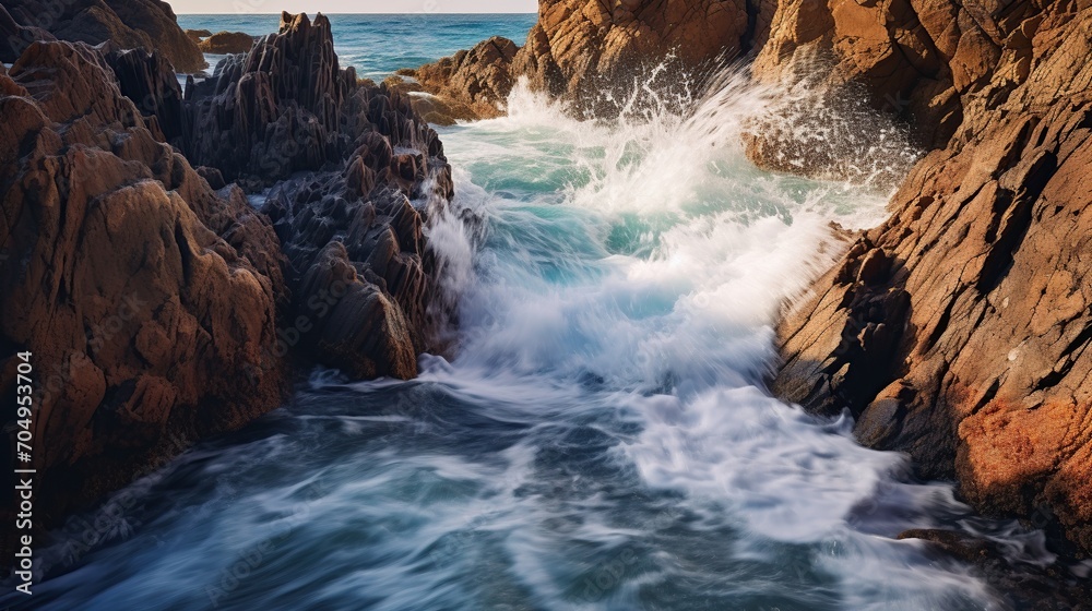 background of waves hitting cliffs on the shoreline background of waves hitting cliffs on the shoreline