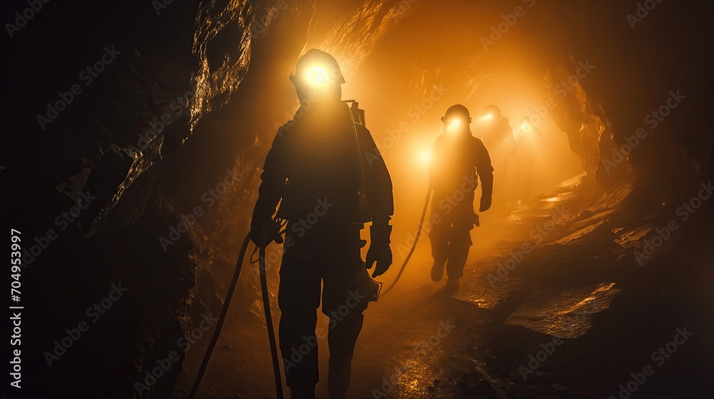 Miners in the mine go to work