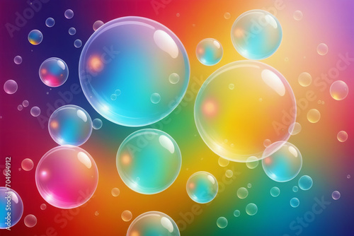 Flying bubbles on a colorful background