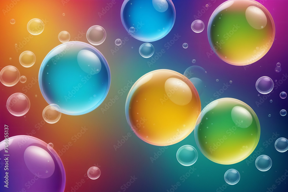Flying bubbles on a colorful background Flying bubbles on a colorful background
