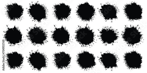 Set of paint brush stroke  ink splatter and artistic design elements.. Ink brush  brush strokes  brushes  lines  frames  box  grungy. Brush collection isolated on white background.