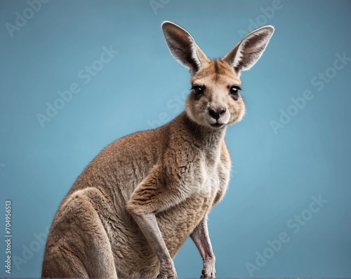 Kangaroo. Isolated on blue pastel background