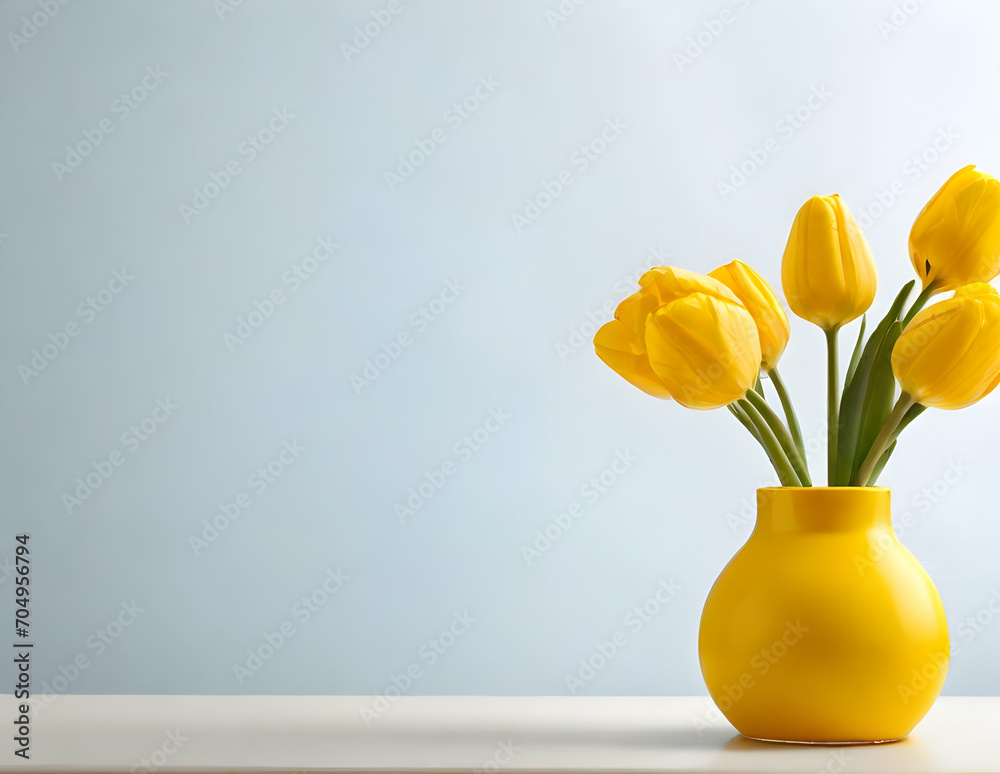 yellow tulips in vase, with copy space yellow tulips in vase, with copy space