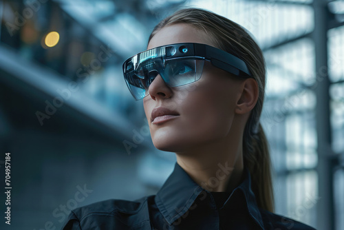 Woman Information Systems Manager In Smart Glasses