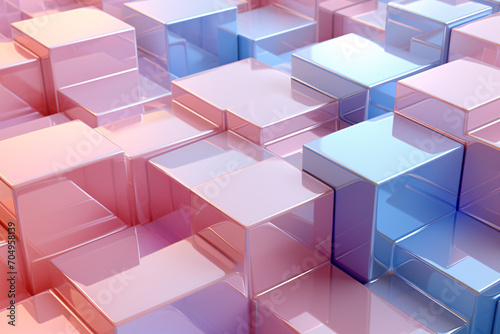 3D Abstract Cube Pattern, Pastel Tones, Isometric View