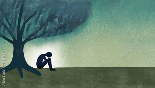 Concept of depression and loneliness - Minimalism