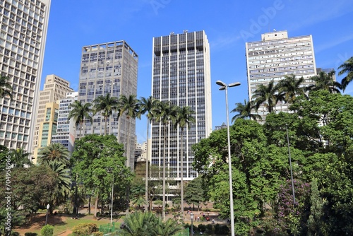 Skyline of Ramos de Azevedo Square (Praca Ramos de Azevedo) in Sao Paulo city, Brazil. photo