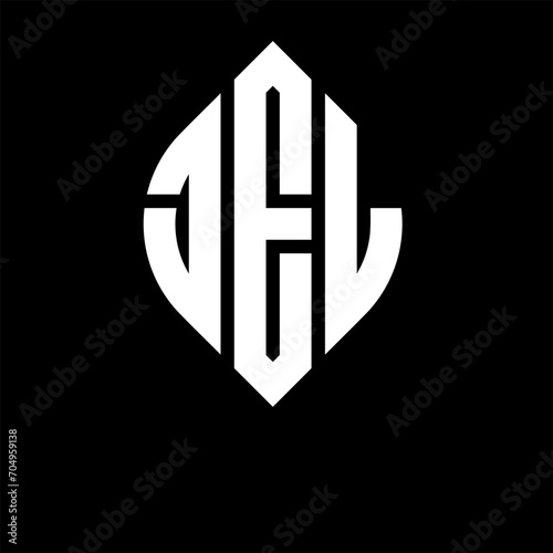 JEL circle letter logo design with circle and ellipse shape. JEL ellipse letters with typographic style. The three initials form a circle logo. JEL circle emblem abstract monogram letter mark vector.