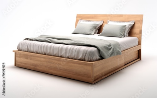 Modern wooden bed, wooden bed with storage.