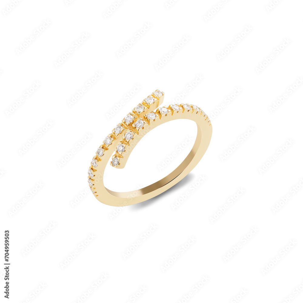 Yellow gold ring with diamonds isolated on white background. Yellow gold ring with diamonds isolated on white background.