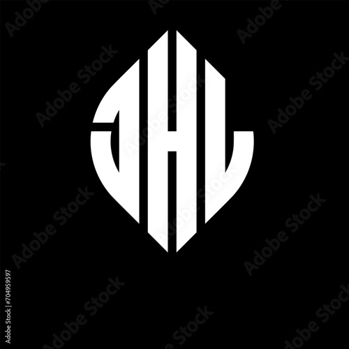 JHL circle letter logo design with circle and ellipse shape. JHL ellipse letters with typographic style. The three initials form a circle logo. JHL circle emblem abstract monogram letter mark vector. photo