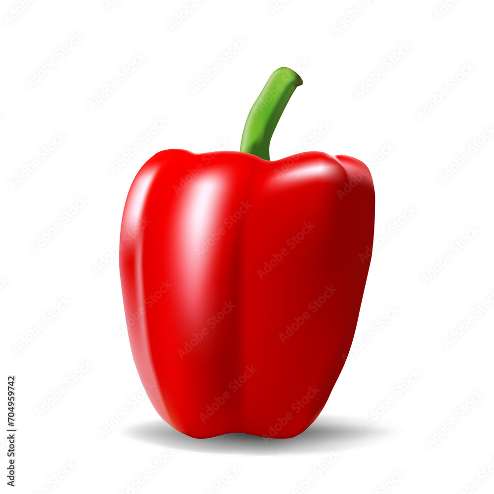 One Red bell pepper. Photo-realistic. Illustration on white background One Red bell pepper. Photo-realistic. Illustration on white background