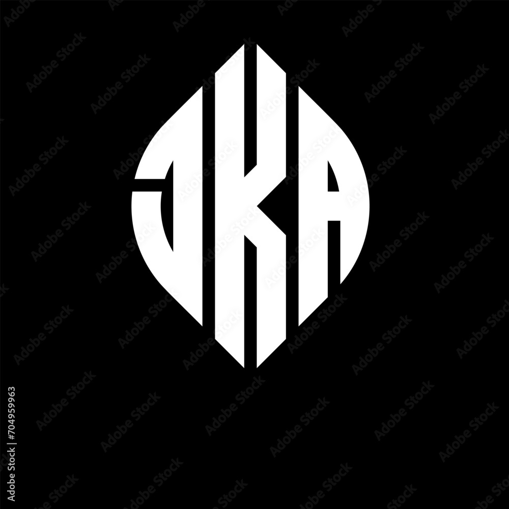 JKA circle letter logo design with circle and ellipse shape. JKA ellipse letters with typographic style. The three initials form a circle logo. JKA circle emblem abstract monogram letter mark vector. JKA circle letter logo design with circle and ellipse shape. JKA ellipse letters with typographic style. The three initials form a circle logo. JKA circle emblem abstract monogram letter mark vector.