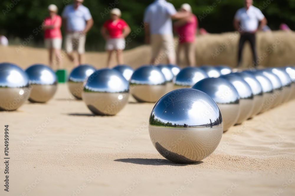 Naklejka premium People playing pétanque