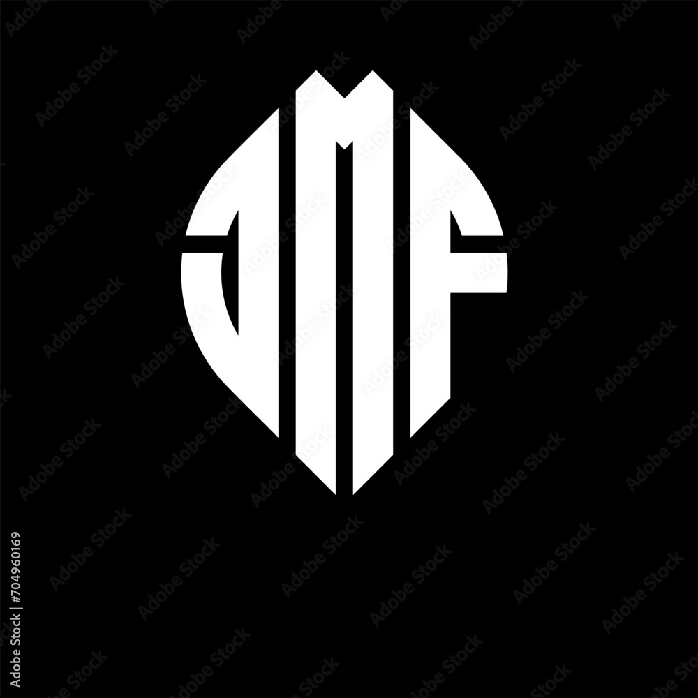 JMF circle letter logo design with circle and ellipse shape. JMF ellipse letters with typographic style. The three initials form a circle logo. JMF circle emblem abstract monogram letter mark vector.