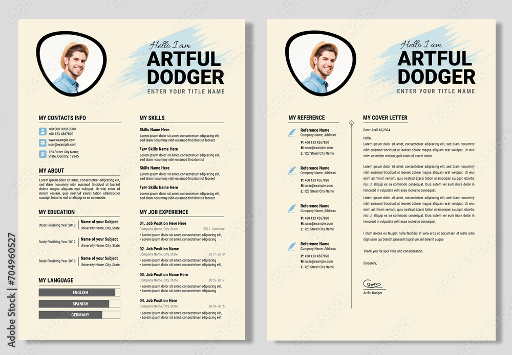 Modern Resume Design Layout Stock Template | Adobe Stock