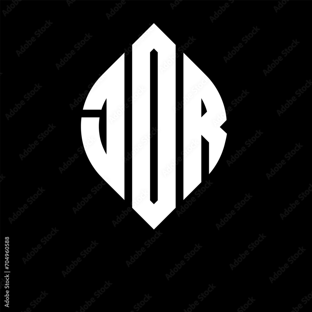JOR circle letter logo design with circle and ellipse shape. JOR ellipse letters with typographic style. The three initials form a circle logo. JOR circle emblem abstract monogram letter mark vector.