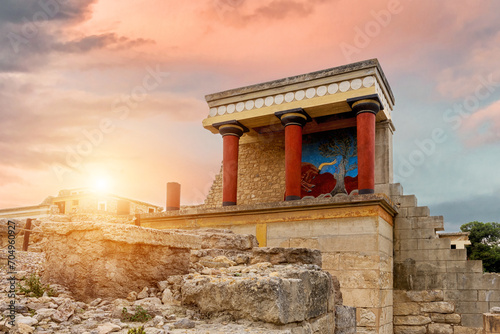 Knossos palace ruins on Crete island, Greece. Famous Minoan Knossos palace.