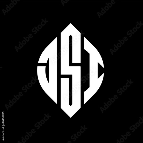 JSI circle letter logo design with circle and ellipse shape. JSI ellipse letters with typographic style. The three initials form a circle logo. JSI circle emblem abstract monogram letter mark vector.