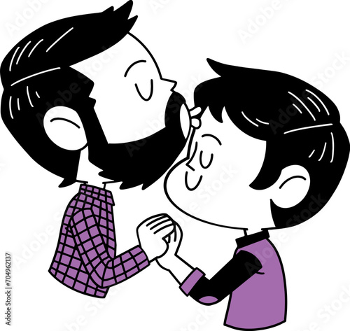Romantic boyfriend kissing cartoon illustration