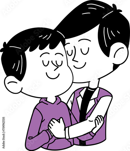 Romantic boyfriend hugging cartoon illustration