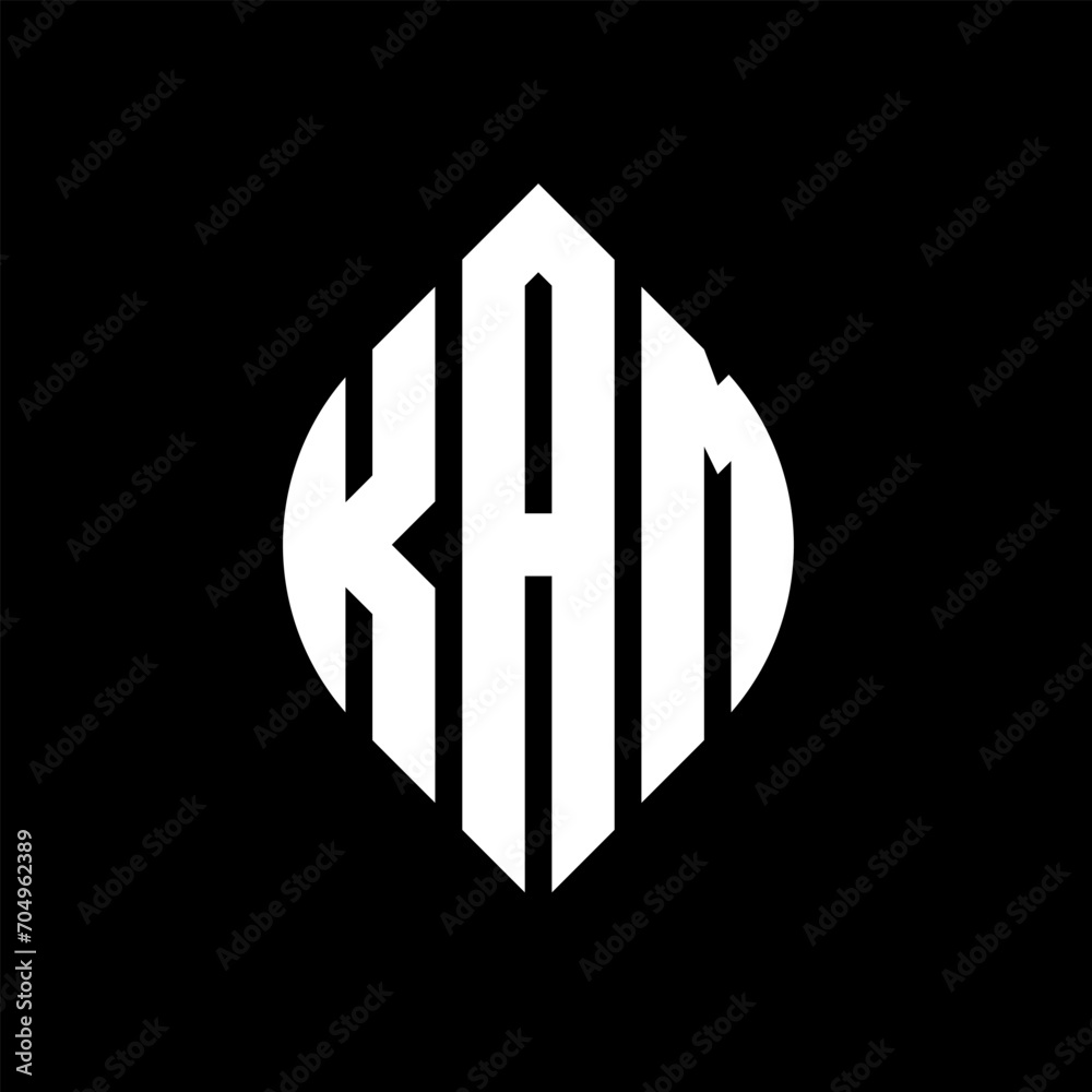 KAM circle letter logo design with circle and ellipse shape. KAM ellipse letters with typographic style. The three initials form a circle logo. KAM circle emblem abstract monogram letter mark vector. KAM circle letter logo design with circle and ellipse shape. KAM ellipse letters with typographic style. The three initials form a circle logo. KAM circle emblem abstract monogram letter mark vector.