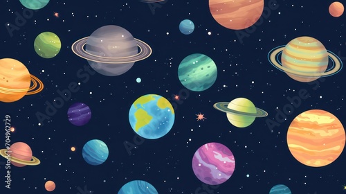 seamless pattern of planets