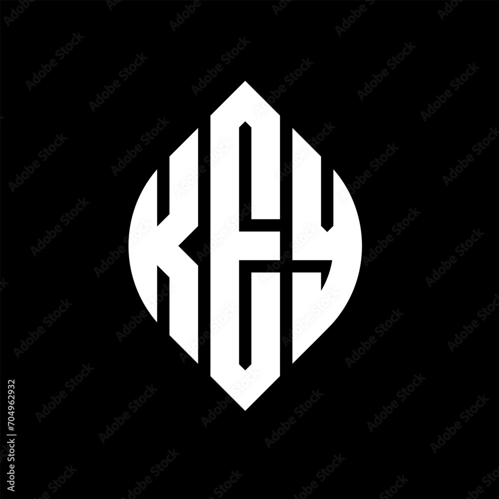 Obraz premium KEY circle letter logo design with circle and ellipse shape. KEY ellipse letters with typographic style. The three initials form a circle logo. KEY circle emblem abstract monogram letter mark vector.