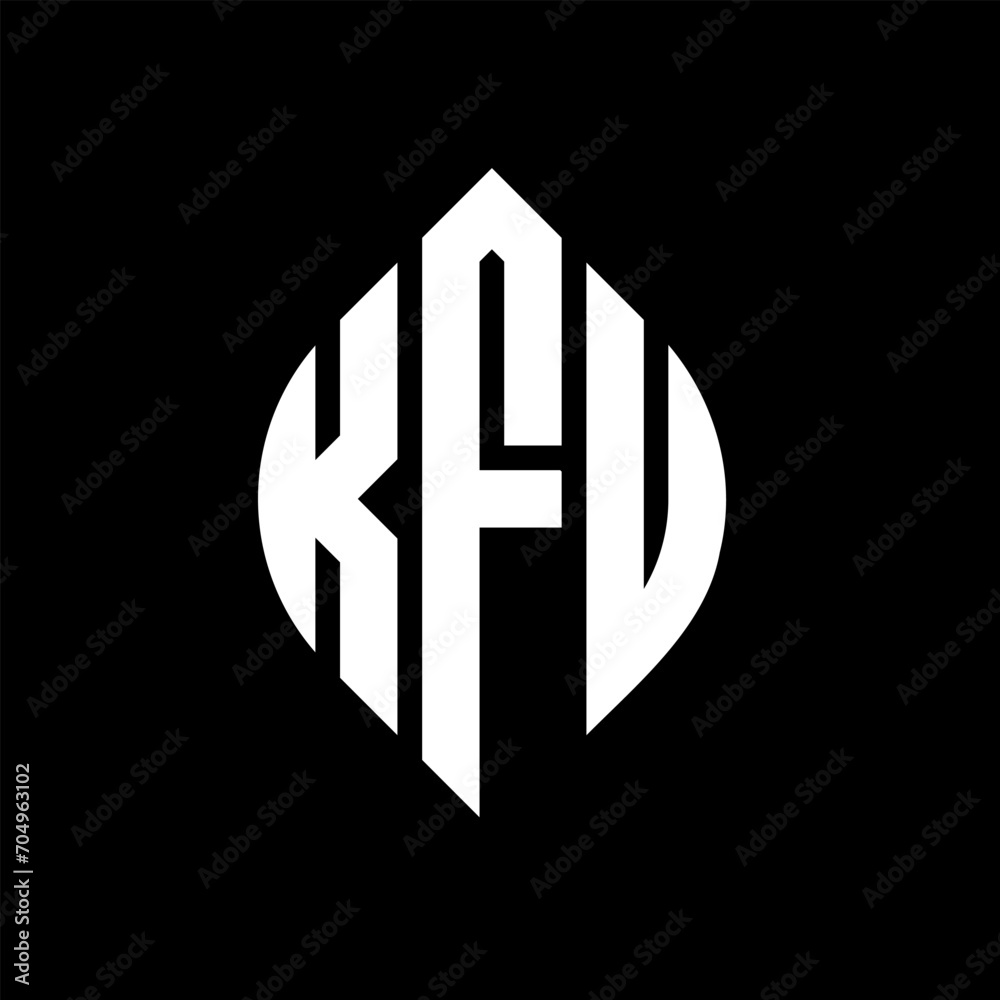 KFU circle letter logo design with circle and ellipse shape. KFU ellipse letters with typographic style. The three initials form a circle logo. KFU circle emblem abstract monogram letter mark vector. KFU circle letter logo design with circle and ellipse shape. KFU ellipse letters with typographic style. The three initials form a circle logo. KFU circle emblem abstract monogram letter mark vector.