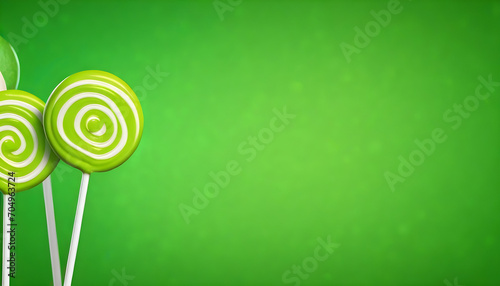 green apple lollipop on green background HD