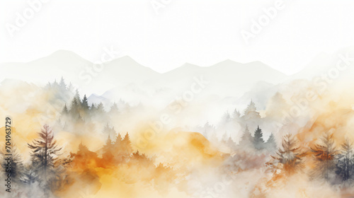 illustration autumn in the mountains