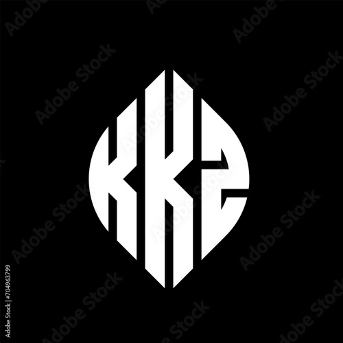 KKZ circle letter logo design with circle and ellipse shape. KKZ ellipse letters with typographic style. The three initials form a circle logo. KKZ circle emblem abstract monogram letter mark vector.